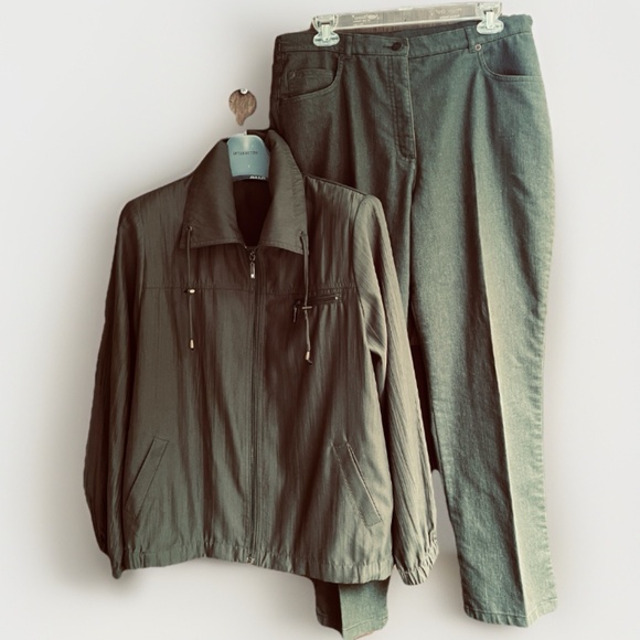 Alia Rare Vintage Set Jacket Bomber 12 & Stretcher Denim Pants 12P Khaki Bundle - Picture 1 of 16